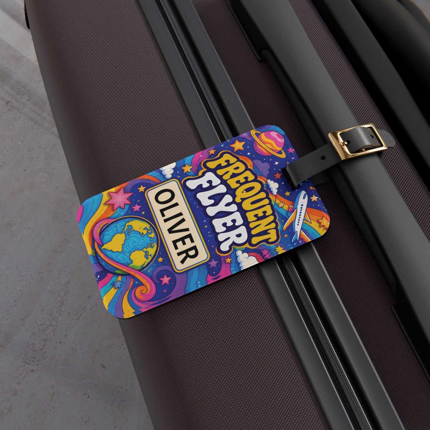 Frequent Flyer Luggage Tag — Personalized Travel Tag, Custom Name ID Tag
