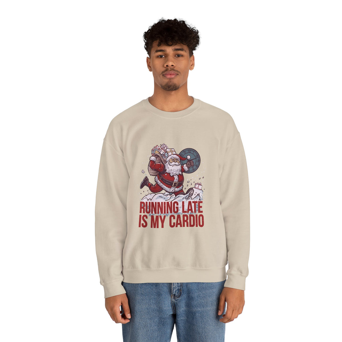 Santa Cardio Sweatshirt - Holiday Funny Gift, Christmas Apparel, Unisex Crewneck, Santa Workout
