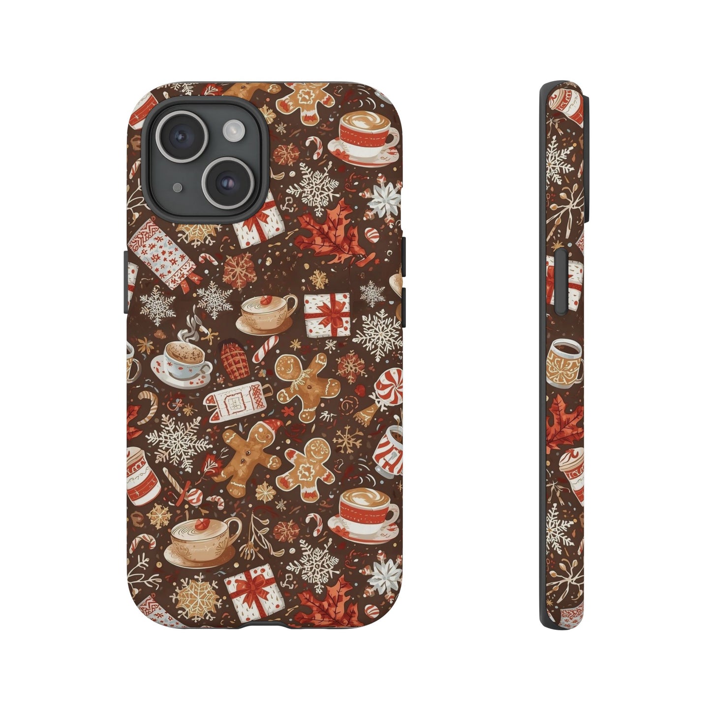 Christmas Phone Case, Festive Holiday Phone Case with Gingerbread and Cocoa Design for Iphone 17, 16, 15, 14, 13, 12, 11 & Samsung