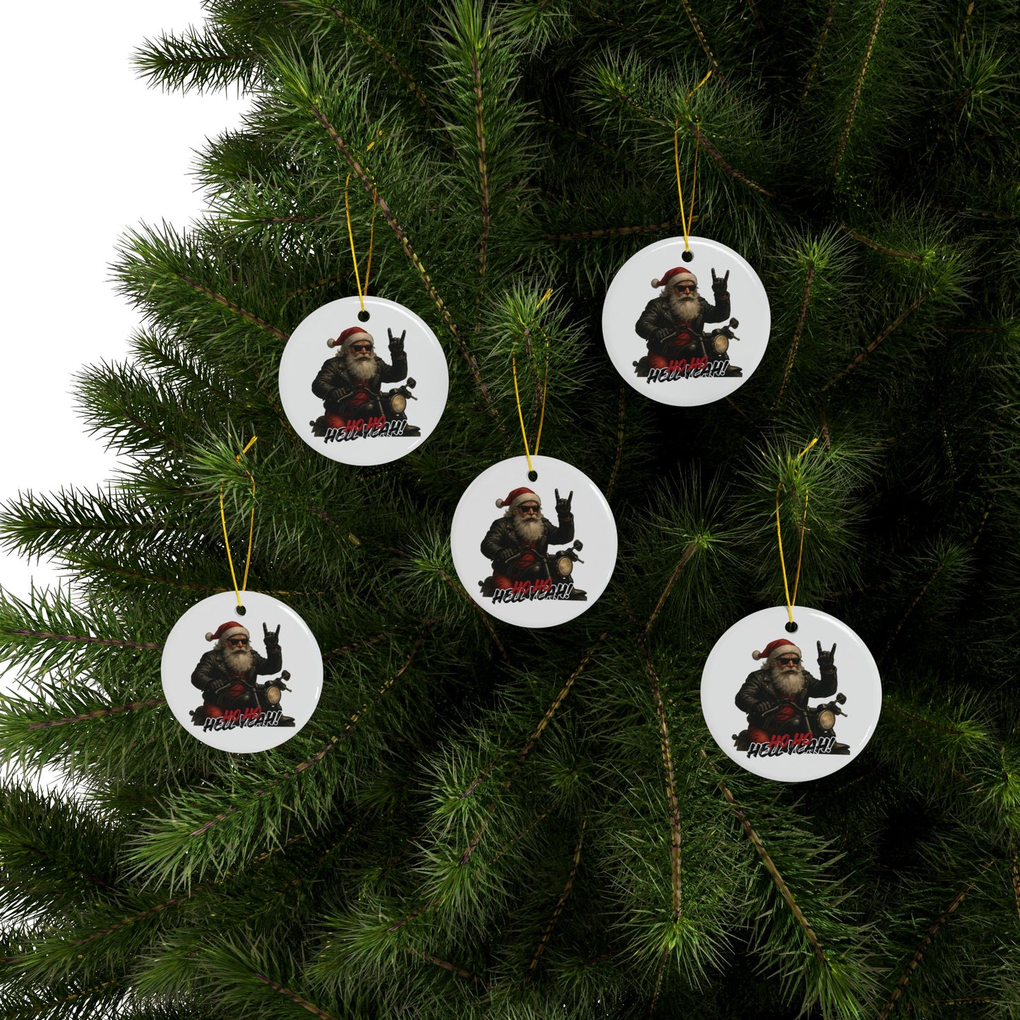 Santa Ceramic Ornament — 'Ho Ho Hell Yeah!' Christmas Decoration