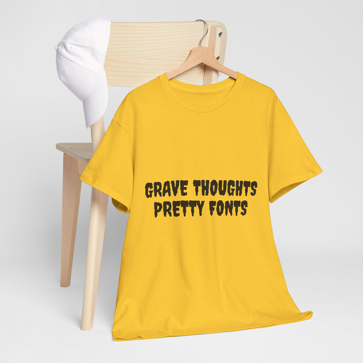 Grave Thoughts Pretty Fonts Tee | Unisex Heavy Cotton T-Shirt for Spooky Season