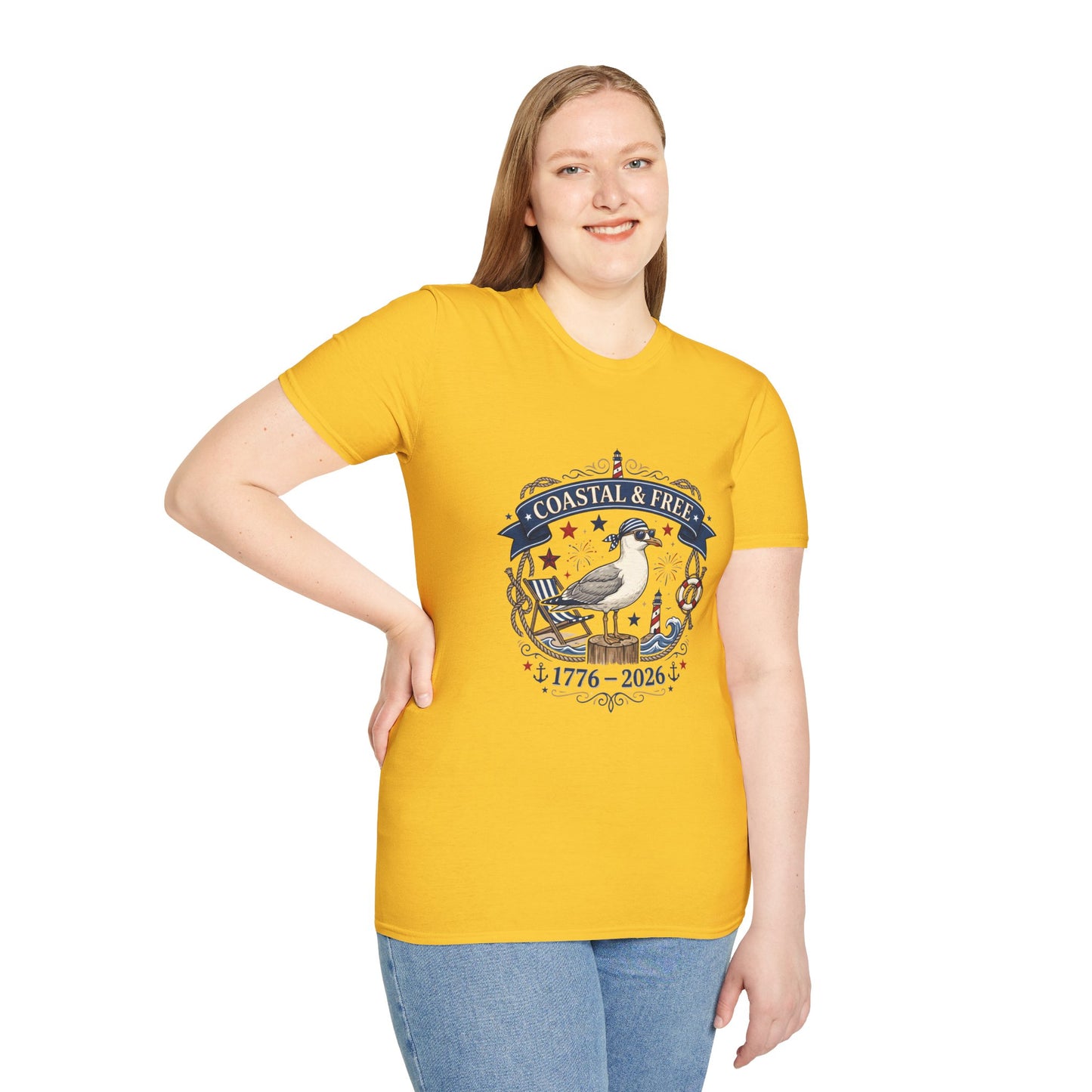 Coastal & Free Seagull T-Shirt — Patriotic 4th of July Tee