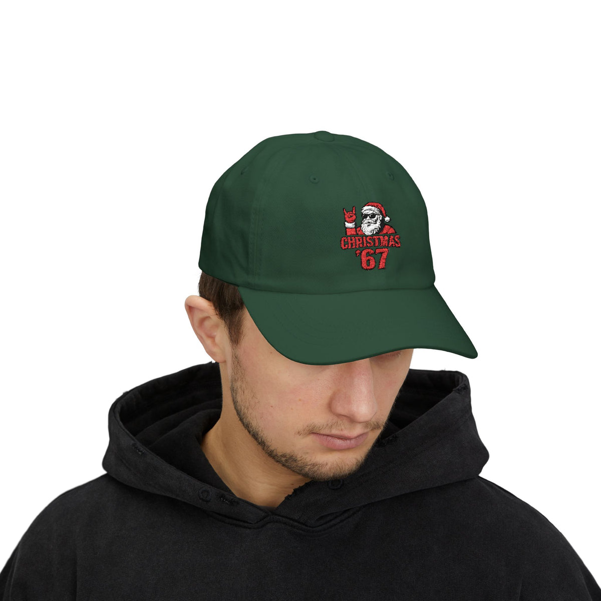 Christmas Cap — Retro Santa 'Christmas '67' Embroidered Holiday Hat