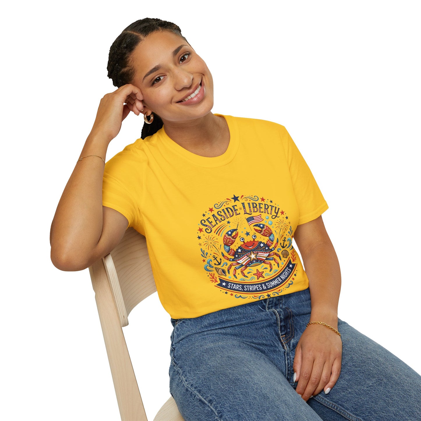 Seaside Liberty Crab T-Shirt — 4th of July Patriotic Summer Beach Tee