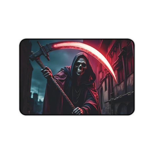 Gothic Grim Reaper Desk Mat, Unique Office Decor, Gaming Mouse Pad, Halloween Gift, Dark Aesthetic Home Office