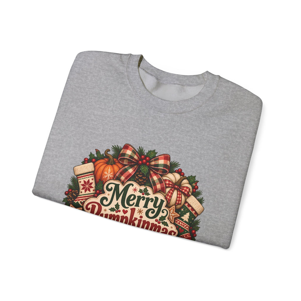Merry Pumpkinmas Sweatshirt — Holiday Pumpkin Wreath Crewneck