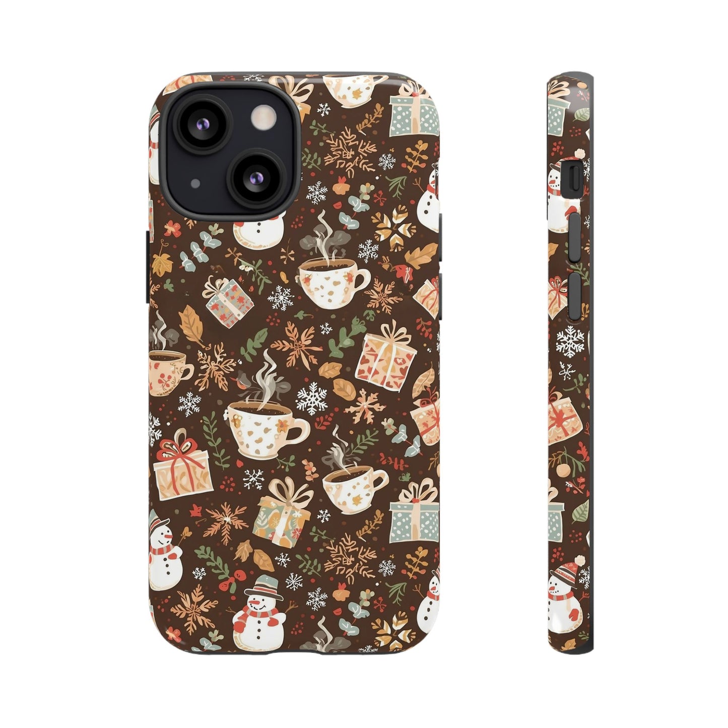 Christmas Phone Case, Winter Holiday Phone Case with Snowmen and Gifts Design for Iphone 17, 16, 15, 14, 13, 12, 11 & Samsung