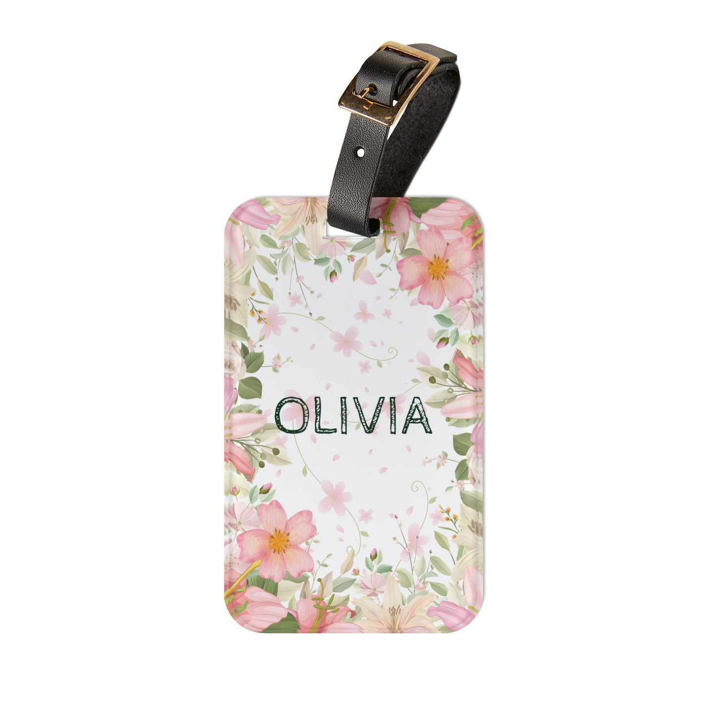 Floral Personalized Luggage Tag — Custom Name Travel ID, Personalized Travel Accessory