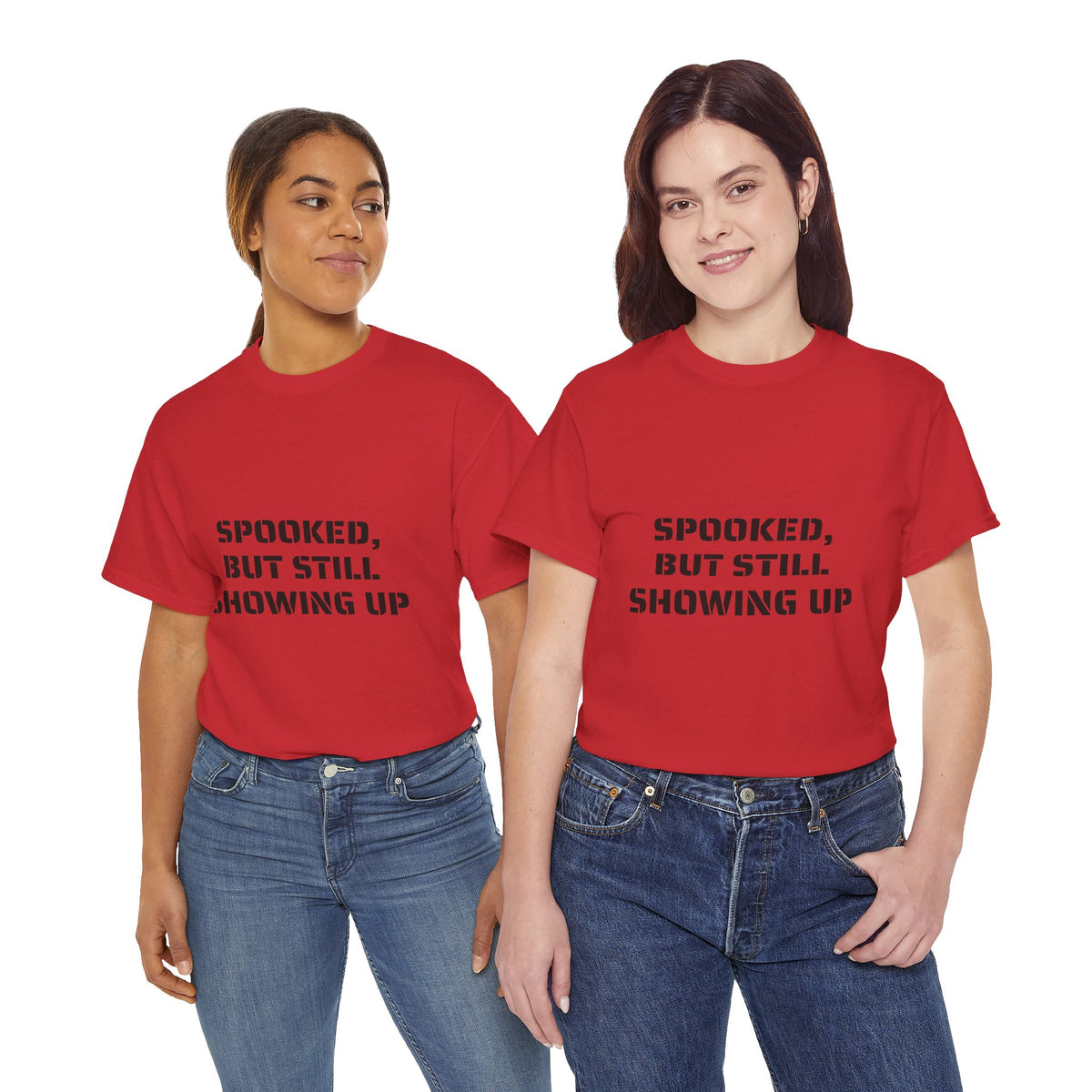 Spooked, But Still Showing Up Unisex Heavy Cotton Tee | Halloween, Funny T-Shirt
