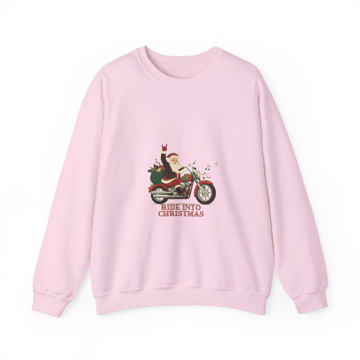 Christmas Motorcycle Sweatshirt - "Ride Into Christmas" Santa Biker Holiday Crewneck