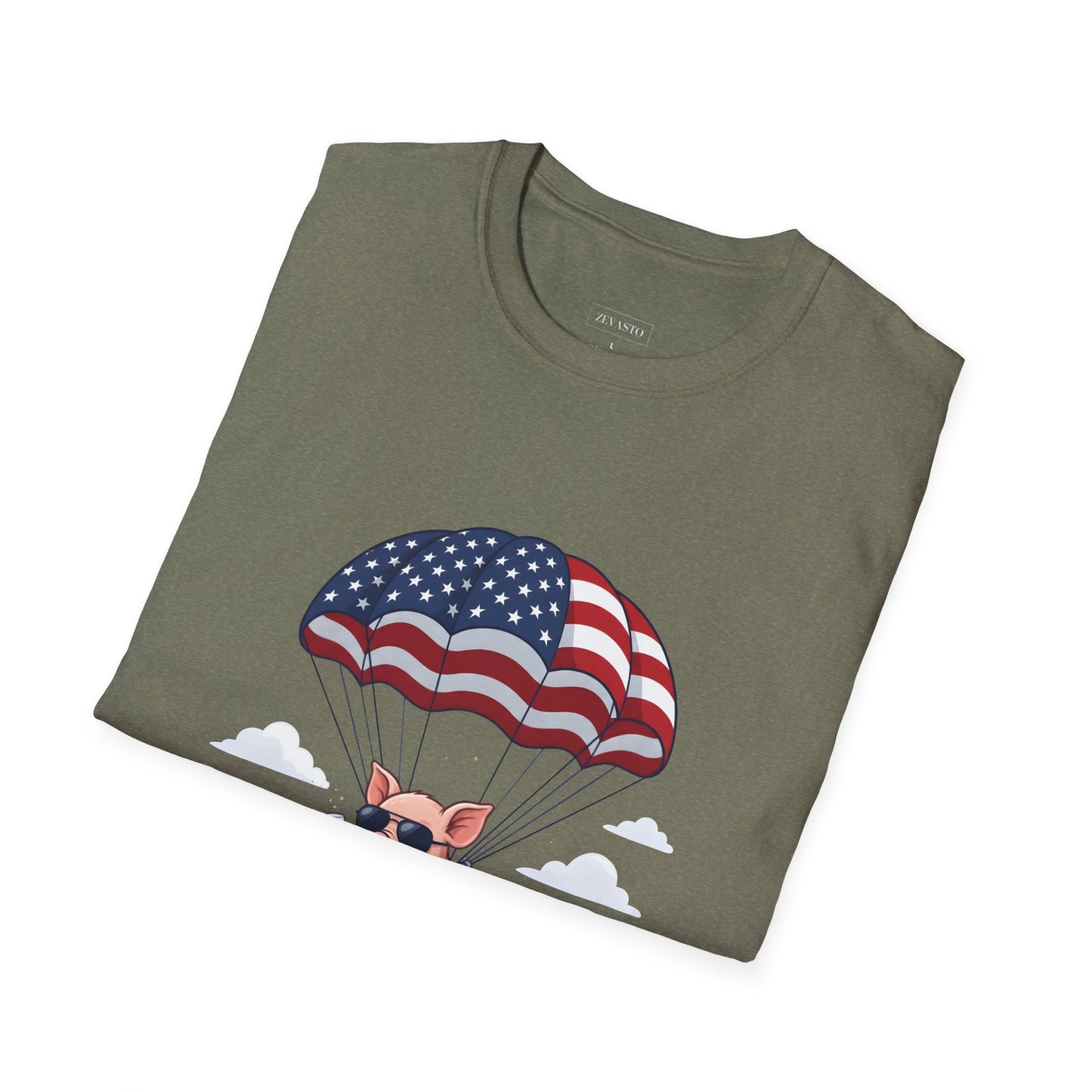 Patriotic Parachuting Piglet T-shirt - “Celebrating 250 Years”