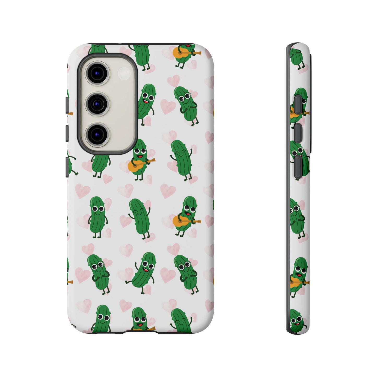 Pickle Pattern Phone Case — Cute Dancing Pickles with Hearts