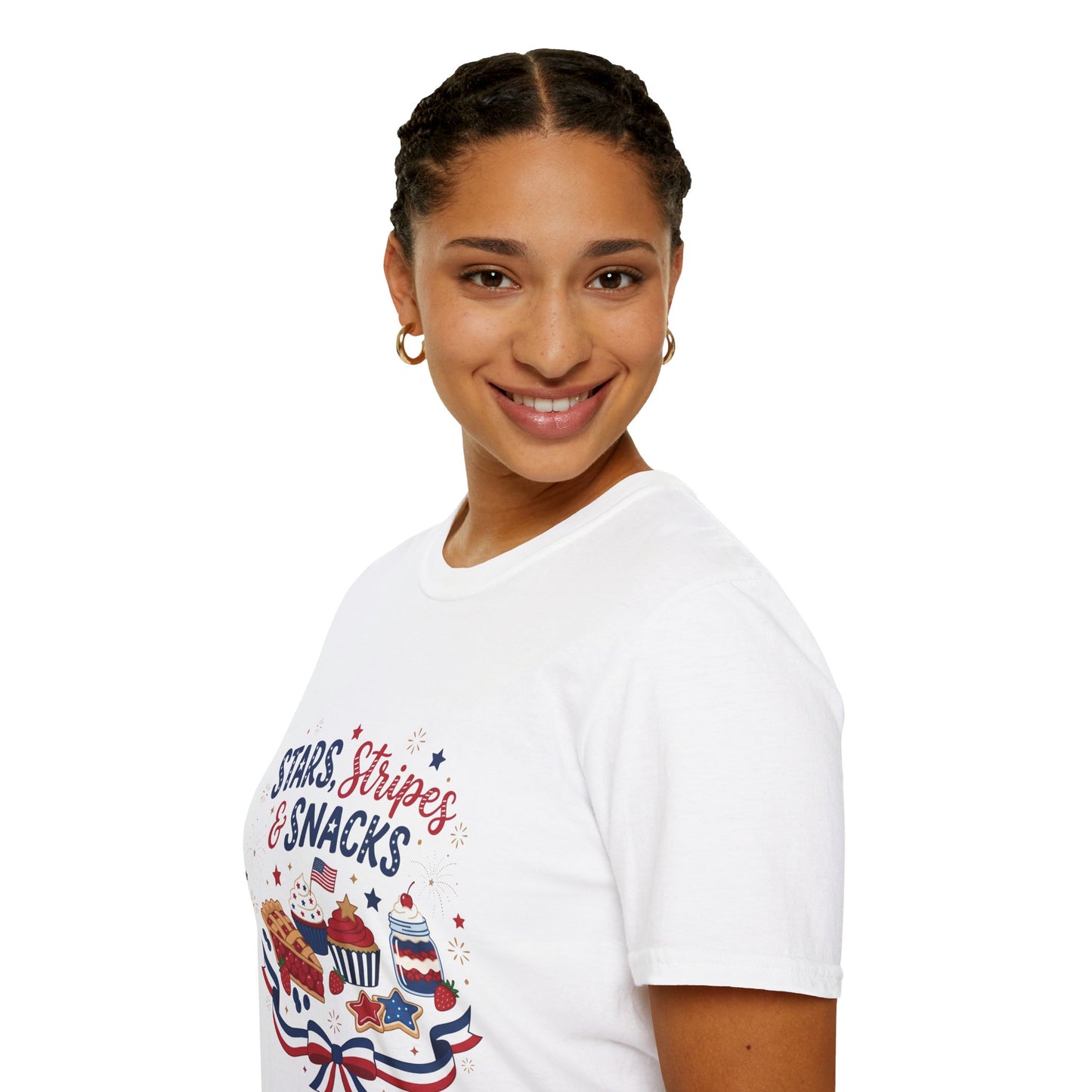 Stars, Stripes & Snacks T-Shirt — 4th of July Patriotic Dessert Tee
