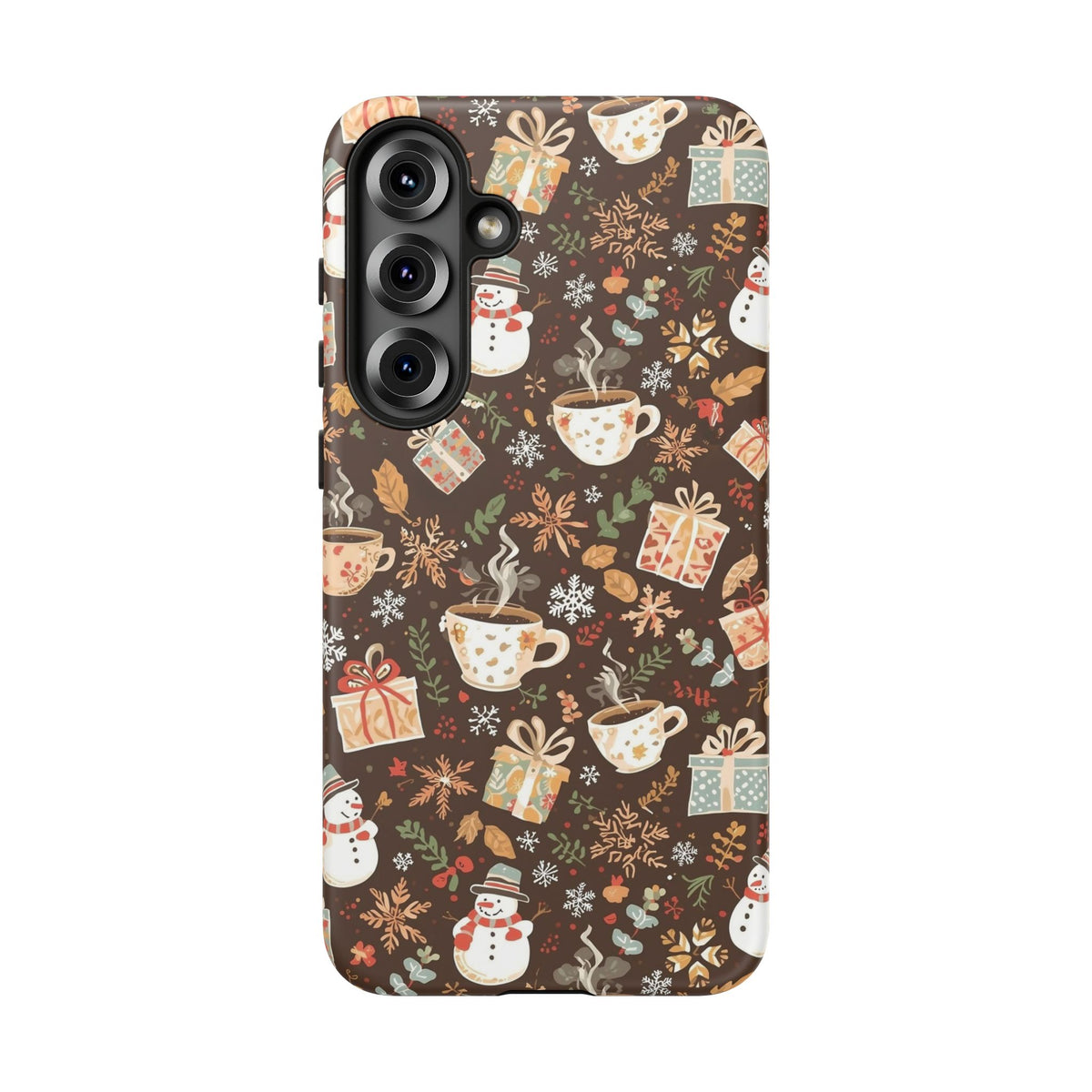 Christmas Phone Case, Winter Holiday Phone Case with Snowmen and Gifts Design for Iphone & Samsung