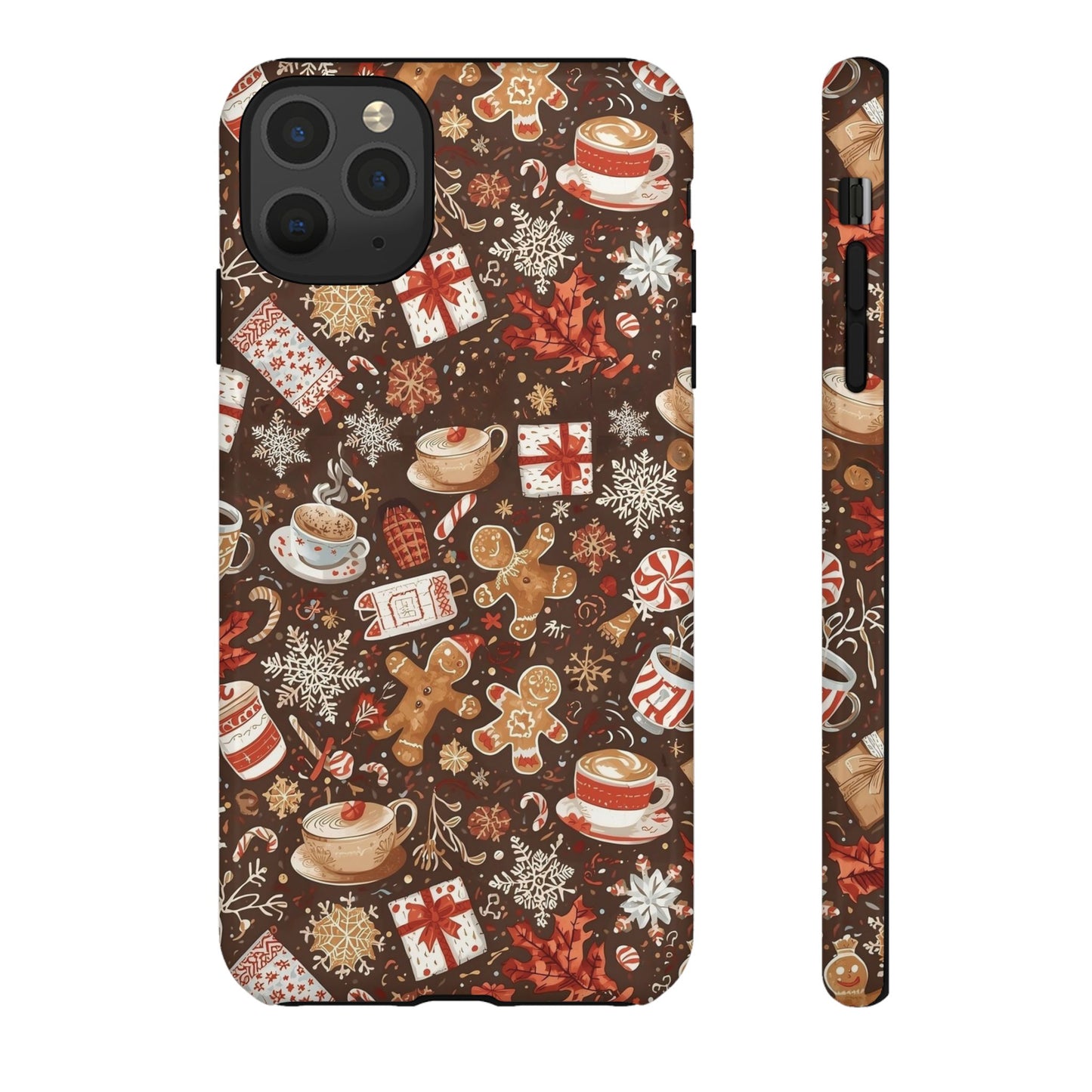 Christmas Phone Case, Festive Holiday Phone Case with Gingerbread and Cocoa Design for Iphone 17, 16, 15, 14, 13, 12, 11 & Samsung