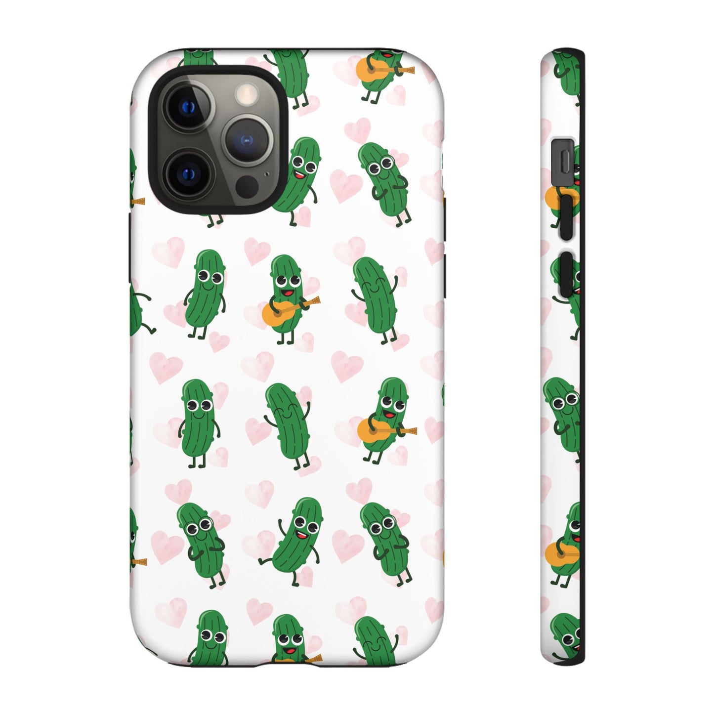 Pickle Pattern Phone Case — Cute Dancing Pickles with Hearts