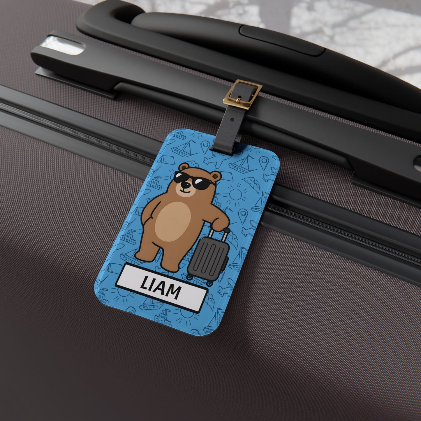 Personalized Bear Luggage Tag —  Travel Bag ID with Name