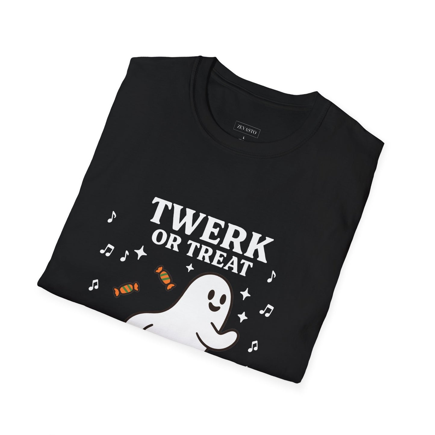 Whimsical Halloween T-Shirt for Adults, Fun Ghost Tee, Twerk or Treat Shirt, Unisex Costume Top, Spooky Celebration Apparel