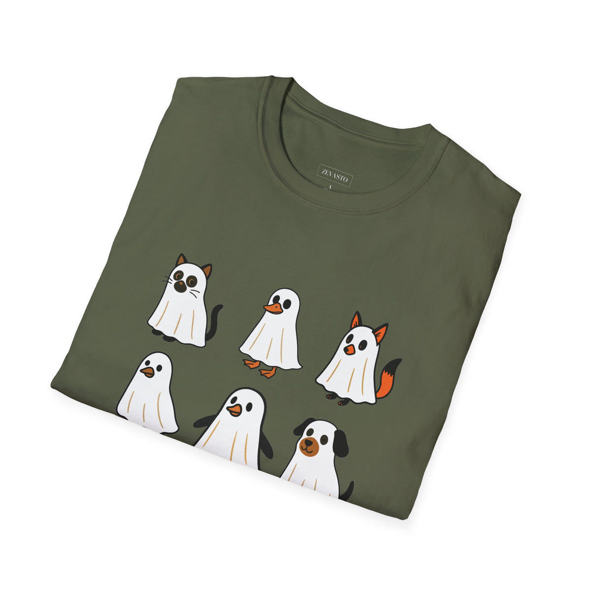 Cute Ghost Cartoon Unisex T-Shirt, Halloween Tee, Pet Lover Gift, Whimsical Shirt, Fun Casual Wear