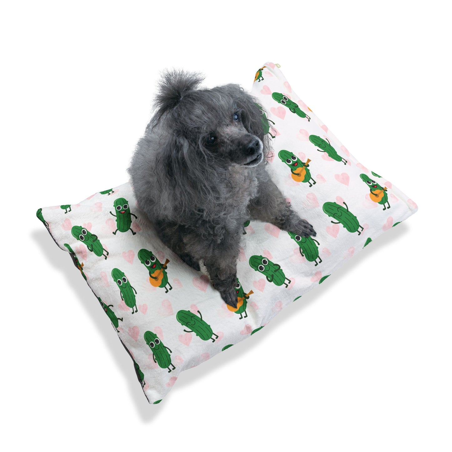 Pickle Pals Pet Bed — Cute Dancing Pickles with Hearts Dog & Cat Cushion