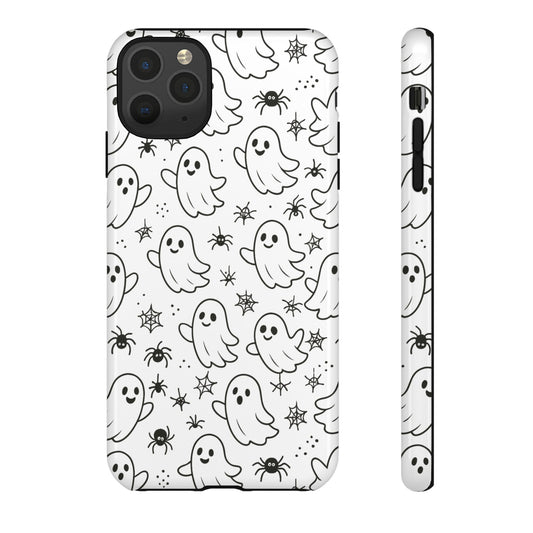 Ghostly Phone Case, Cute Halloween Phone Cover, Tough Phone Case, Spooky Phone Accessory, Ghost Pattern Design