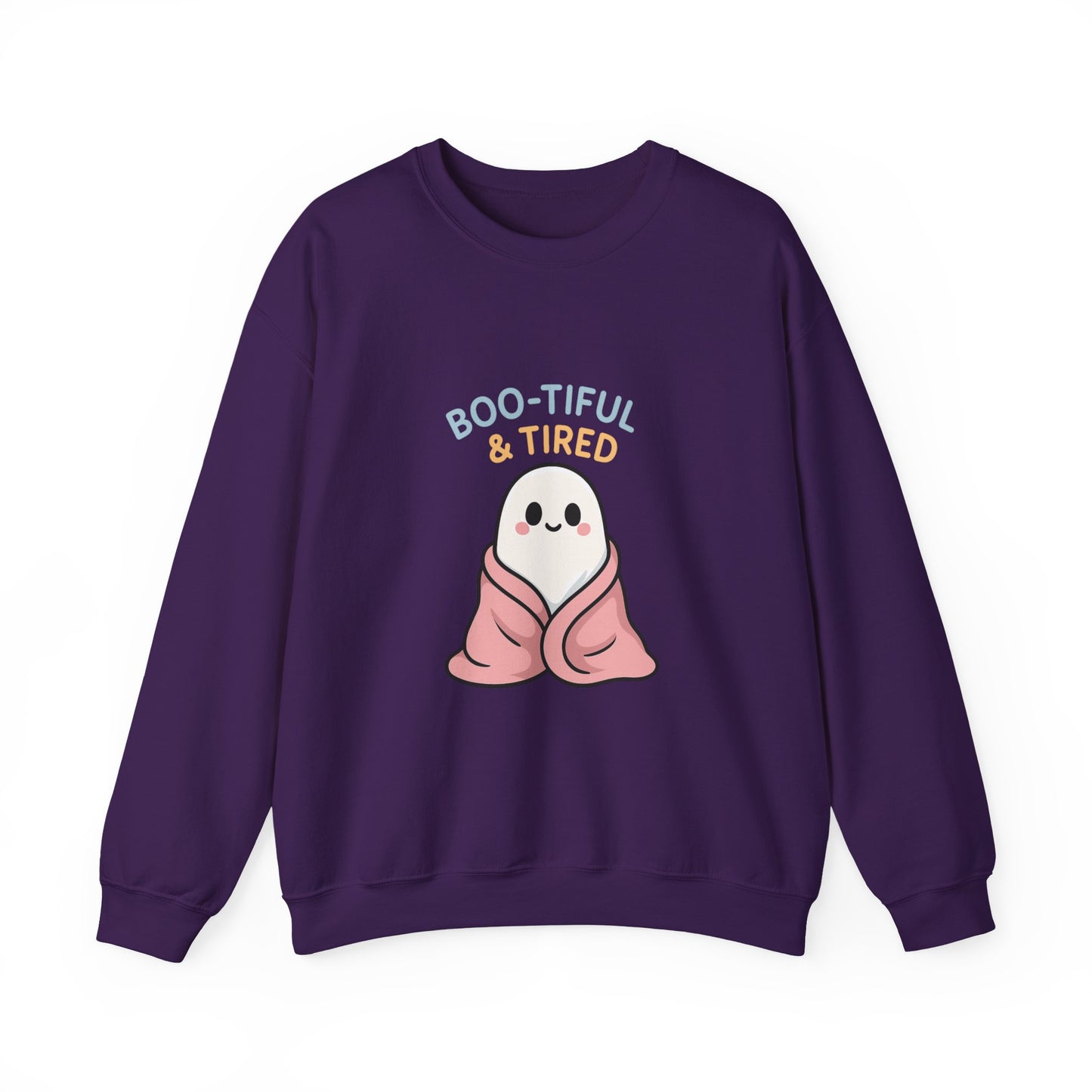 Boo-tiful & Tired Sweatshirt, Halloween-Themed Design