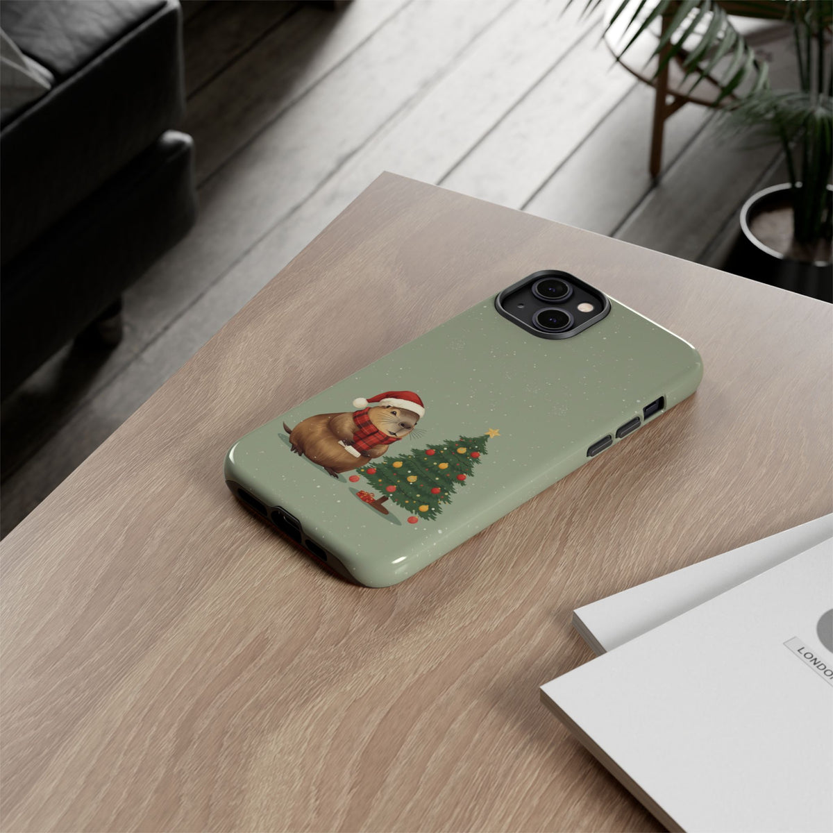 Christmas Phone Case with Capybara Design, Dual Layer Protective Case for Iphone & Samsung