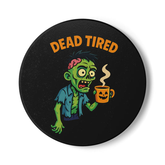 Funny Zombie Ceramic Coaster - Dead Tired Halloween Decor
