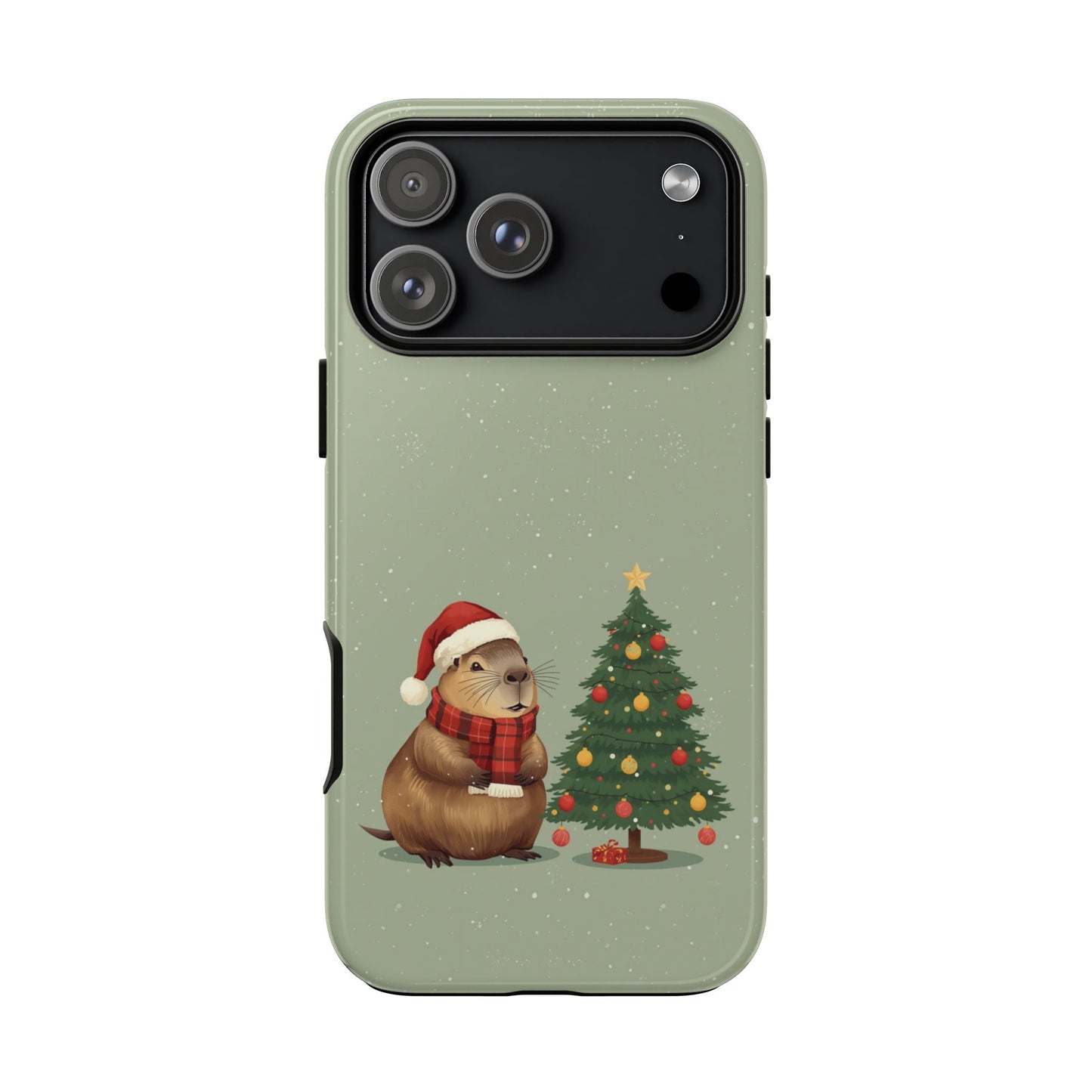 Christmas Phone Case with Capybara Design, Dual Layer Protective Case for Iphone 17, 16, 15, 14, 13 & Samsung