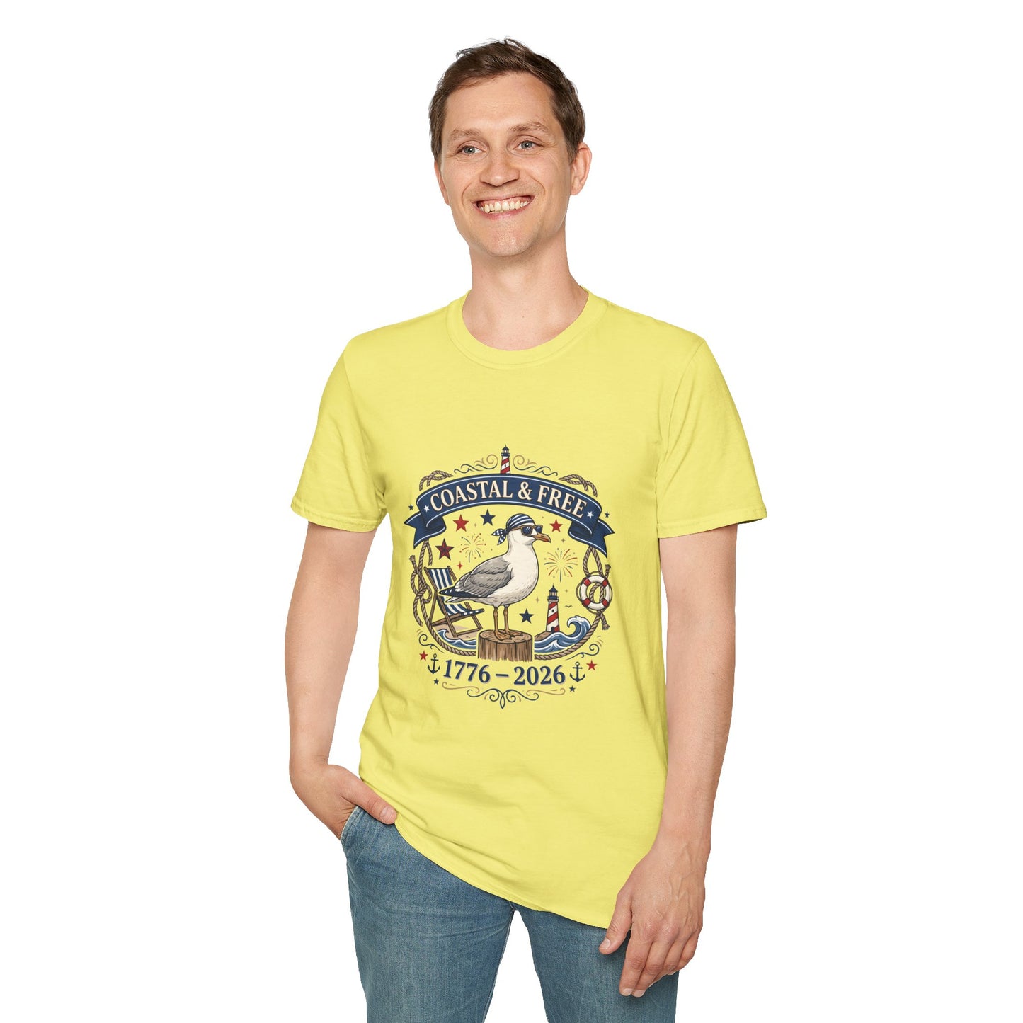 Coastal & Free Seagull T-Shirt — Patriotic 4th of July Tee