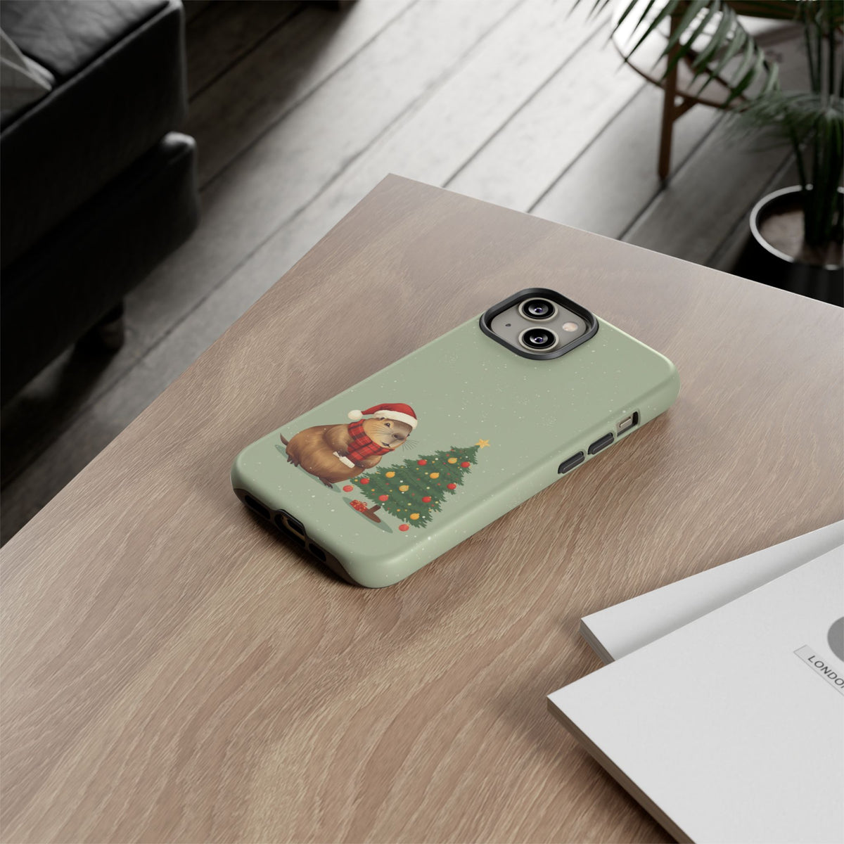 Christmas Phone Case with Capybara Design, Dual Layer Protective Case for Iphone & Samsung