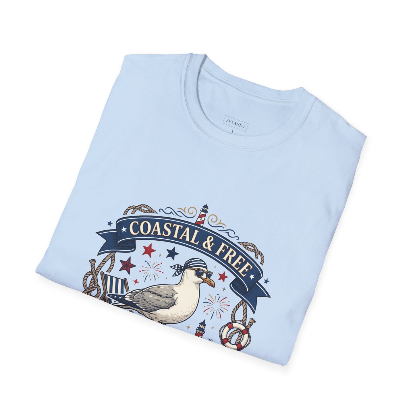 Coastal & Free Seagull T-Shirt — Patriotic 4th of July Tee