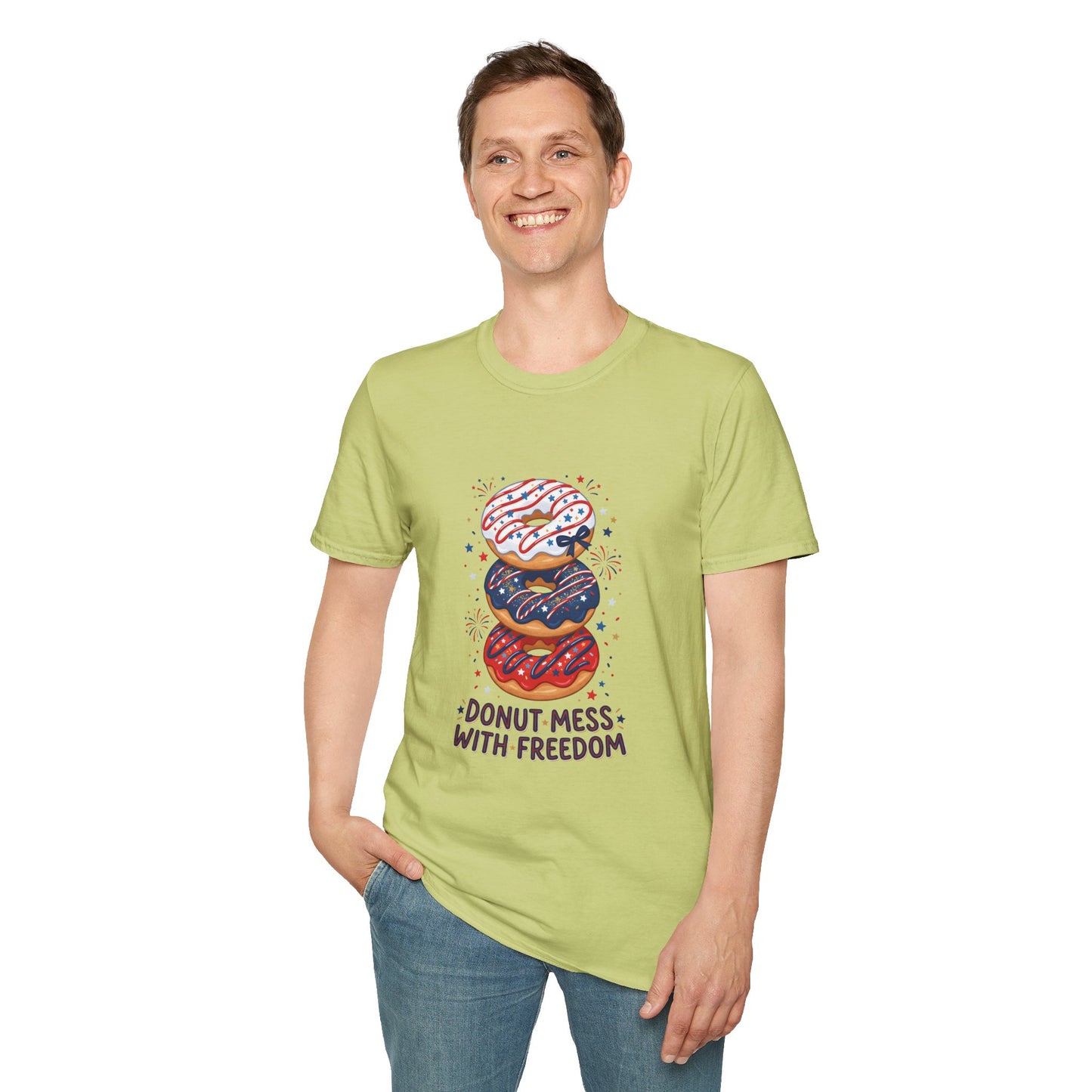 Donut Mess With Freedom T-Shirt — Patriotic Donut Stack 4th of July Tee