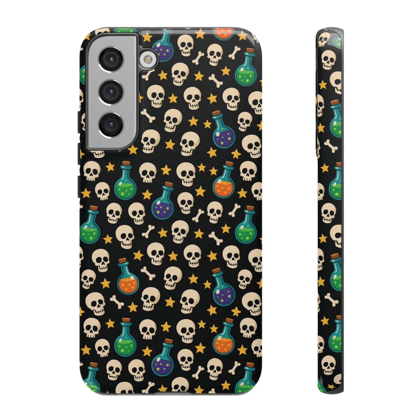 Skull & Potion Phone Case, Trendy Cell Phone Cover, Halloween Gift, Gothic Phone Accessory, Spooky Style Case, Tough Cases