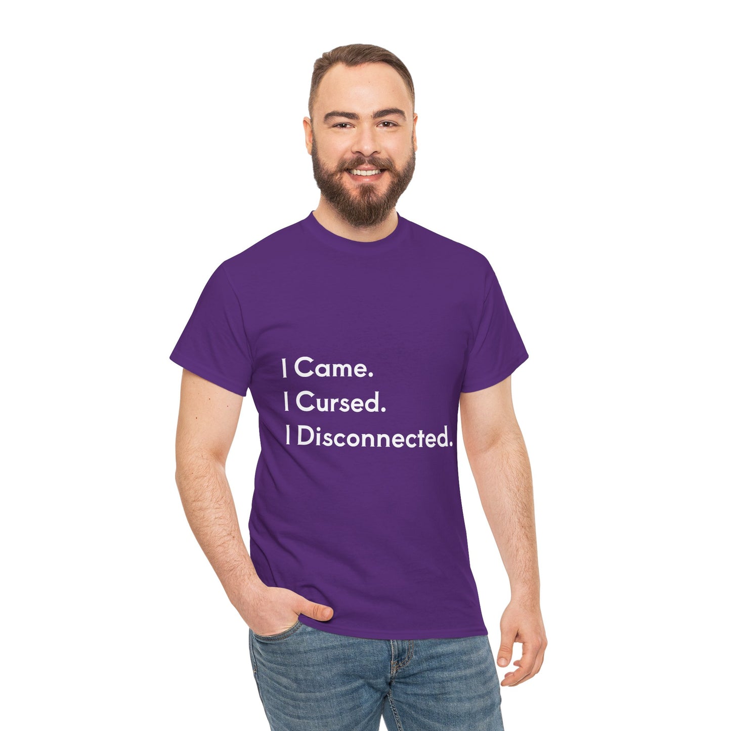 I Came I Cursed I Disconnected Unisex Heavy Cotton Tee, Funny Halloween T-Shirt