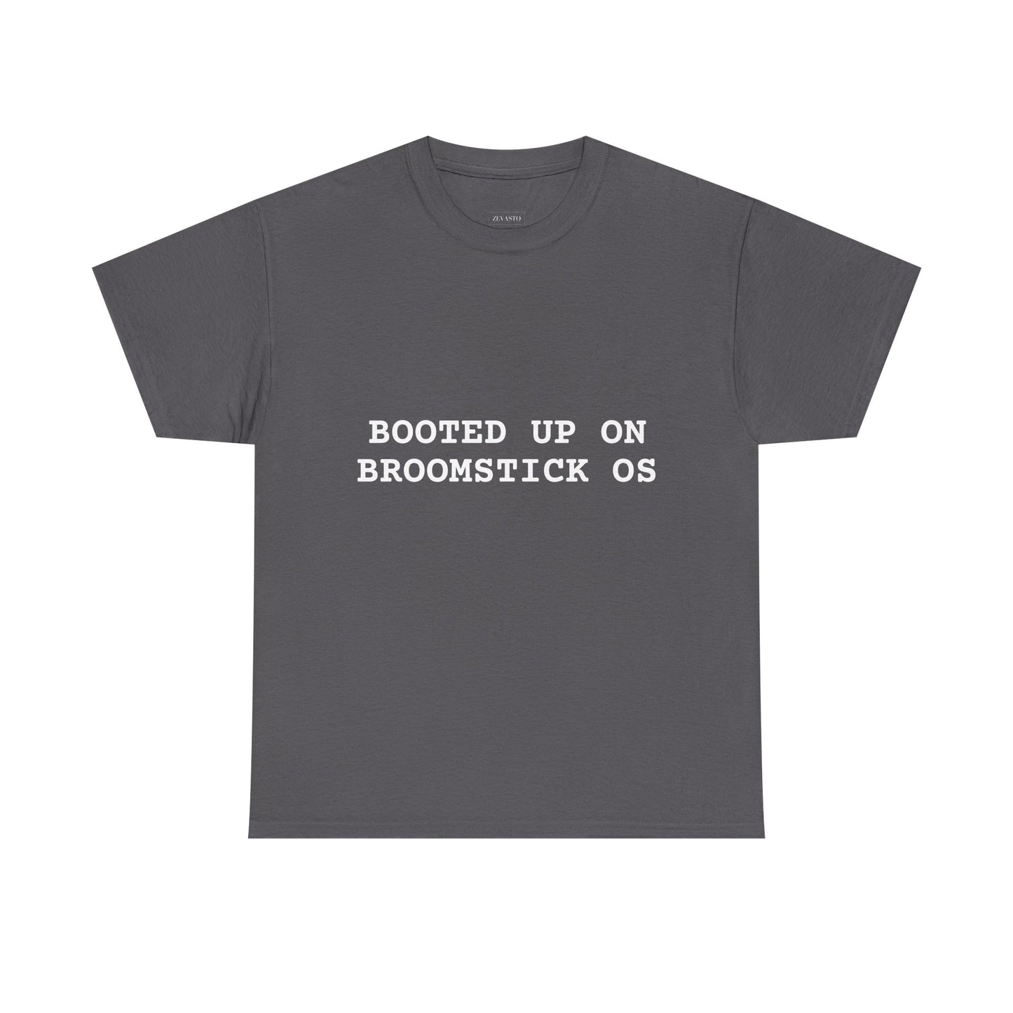 Broomstick OS Tee, Funny Graphic Tee for Tech Lovers, Unisex Cotton T-Shirt