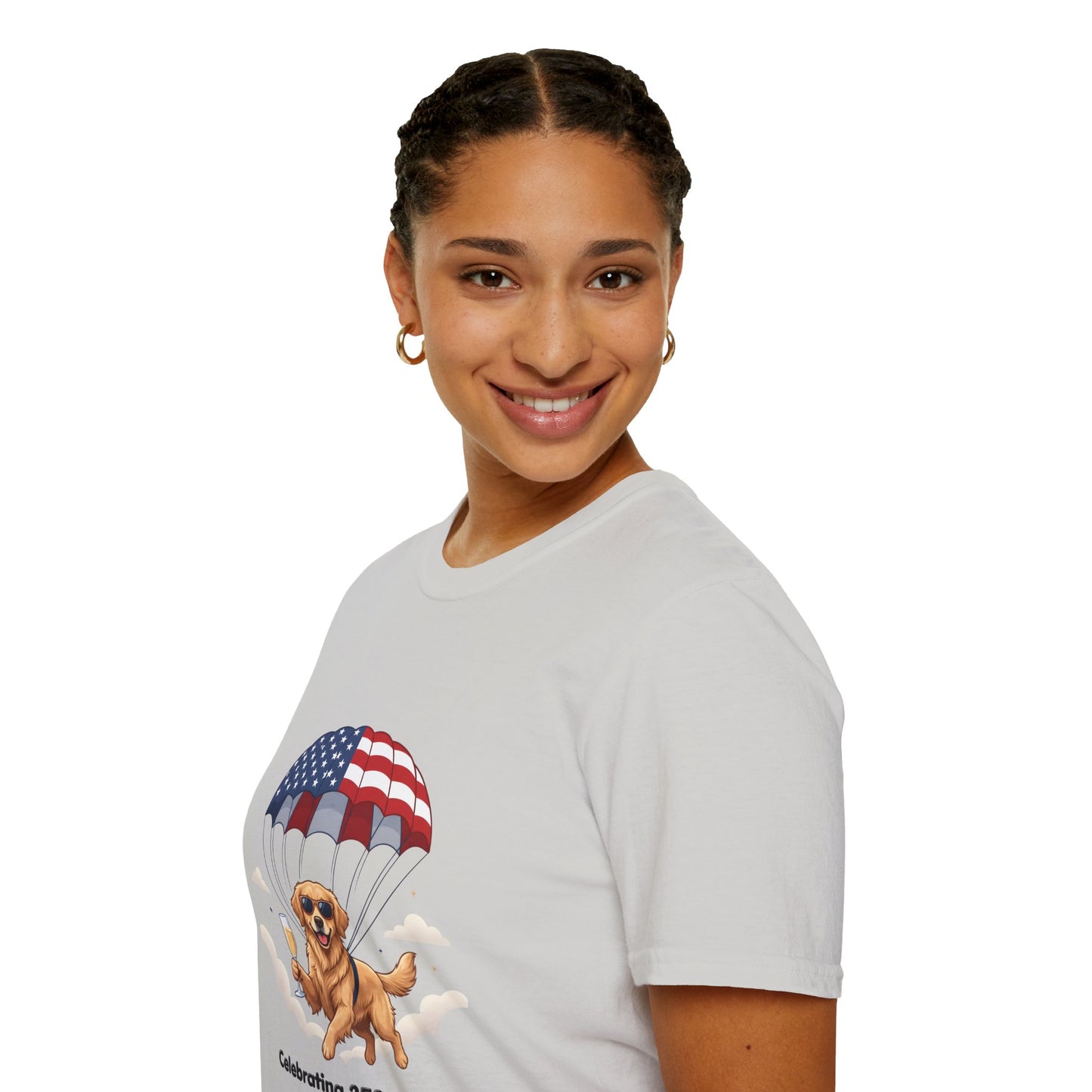 Patriotic Golden Retriever T-Shirt — "Celebrating 250 Years"