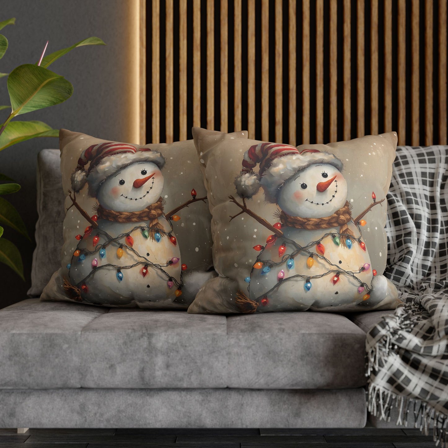 Festive Snowman Throw Pillowcase — Vintage Christmas Decorative Cushion Cover