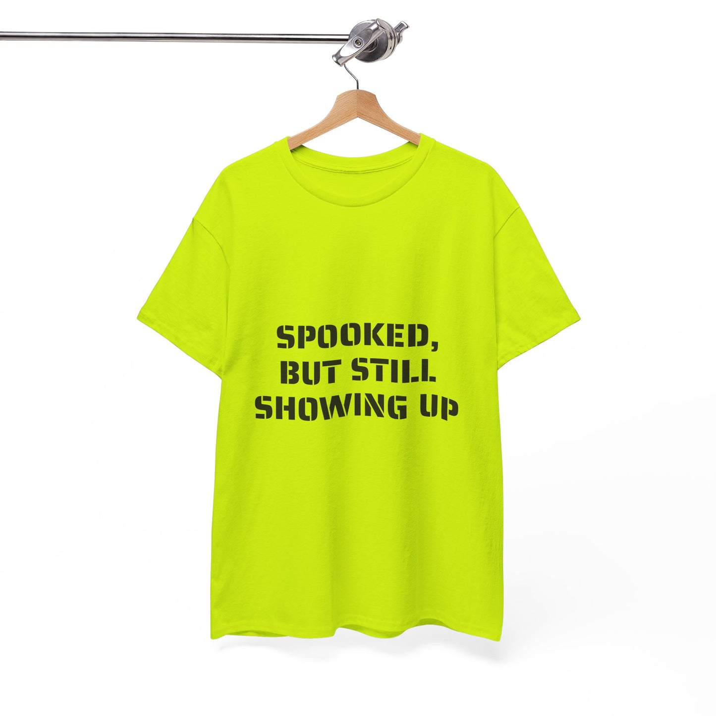 Spooked, But Still Showing Up Unisex Heavy Cotton Tee | Halloween, Funny T-Shirt