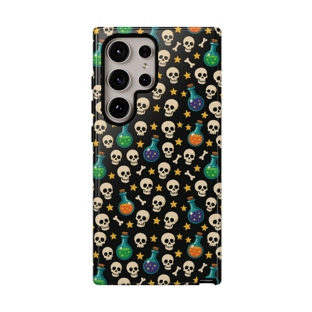 Skull & Potion Phone Case, Trendy Cell Phone Cover, Halloween Gift, Gothic Phone Accessory, Spooky Style Case, Tough Cases