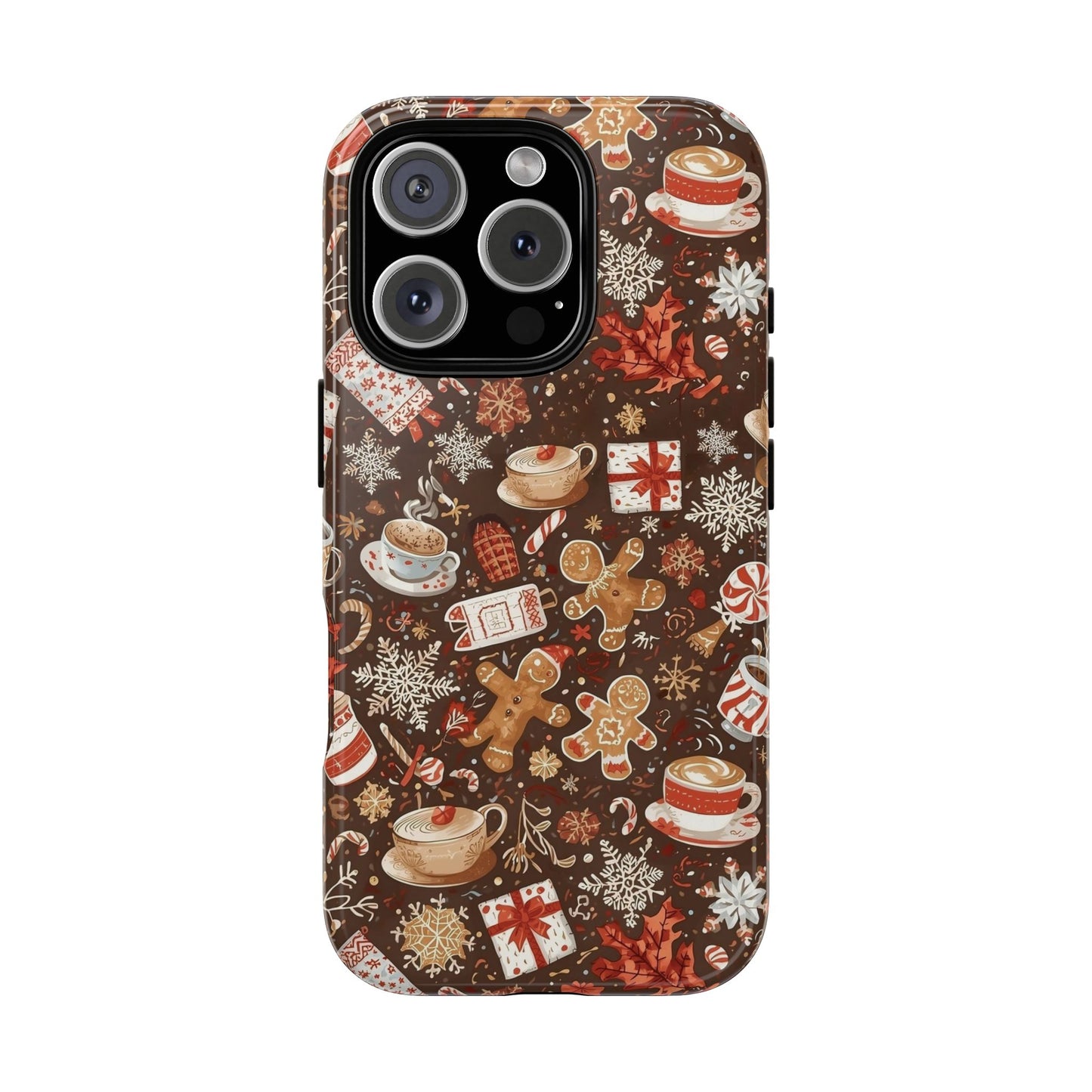Christmas Phone Case, Festive Holiday Phone Case with Gingerbread and Cocoa Design for Iphone 17, 16, 15, 14, 13, 12, 11 & Samsung