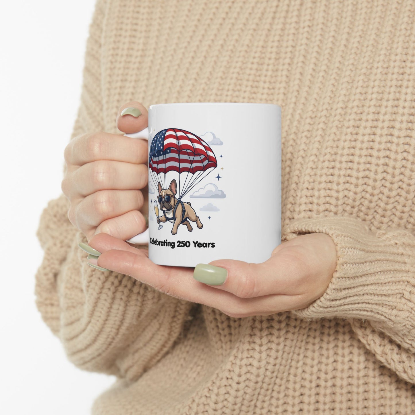 Patriotic French Bulldog Ceramic Mug