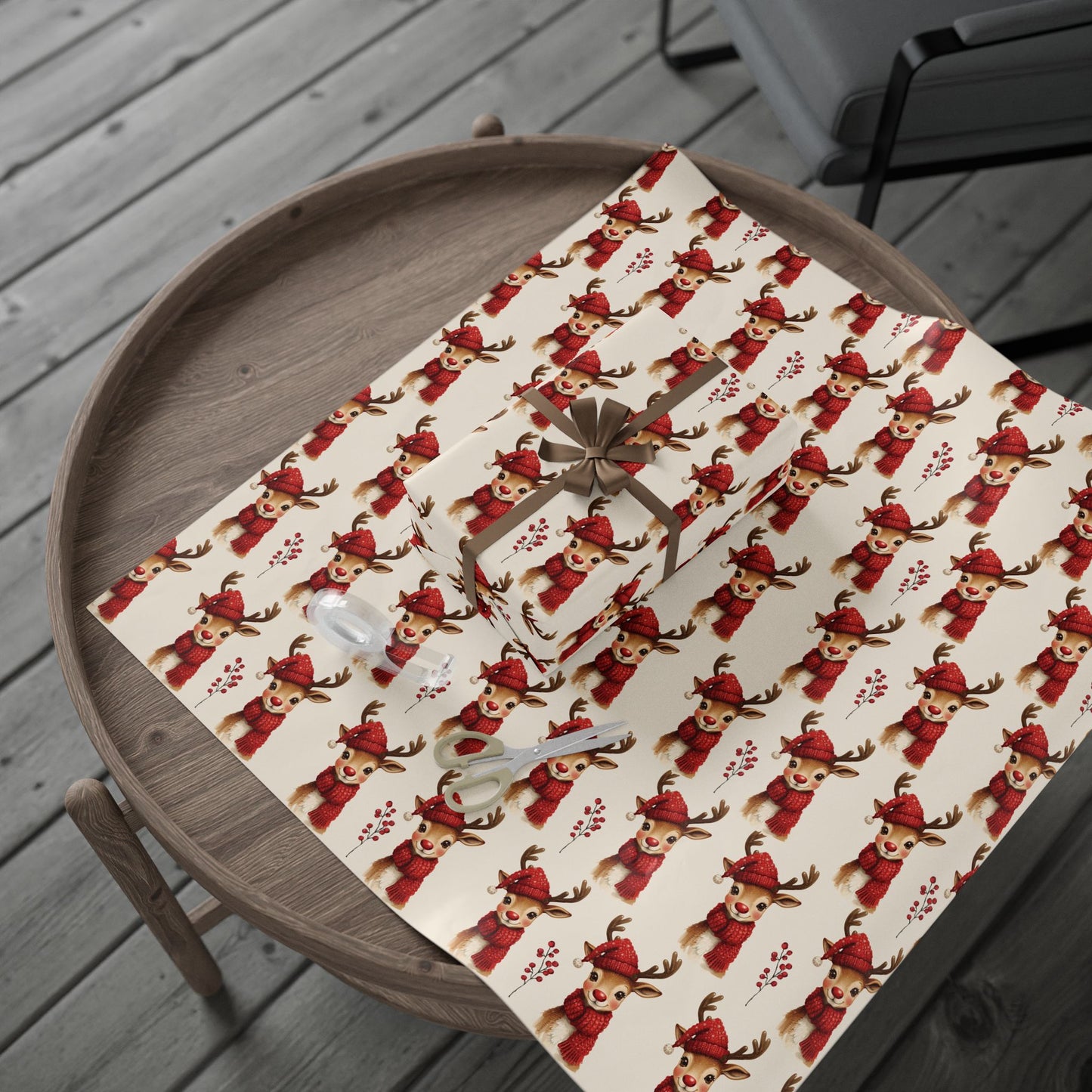 Festive Reindeer Wrapping Paper, Christmas Wrap Paper