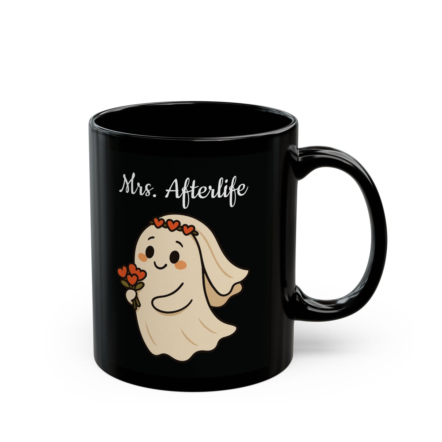 Ghostly Mrs. Afterlife Mug | Spooky Gift for Halloween, Cute Coffee Cup for Ghost Lovers, Bridal Shower, Unique Wedding Present