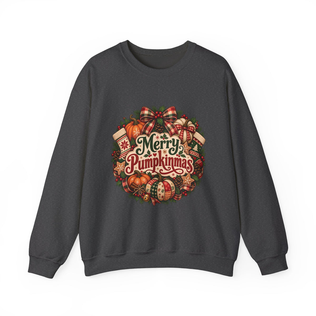 Merry Pumpkinmas Sweatshirt — Holiday Pumpkin Wreath Crewneck