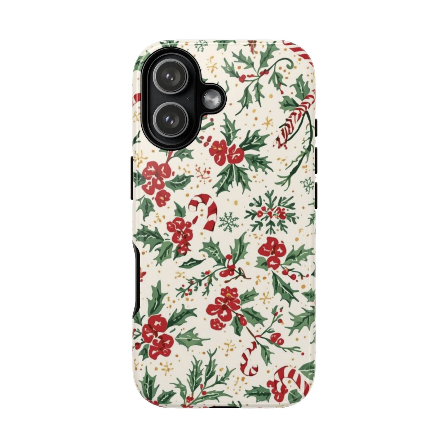 Christmas Themed Phone Case, Festive Floral Dual Layer Phone Case for Iphone 17, 16, 15, 14, 13, 12, 11 & Samsung