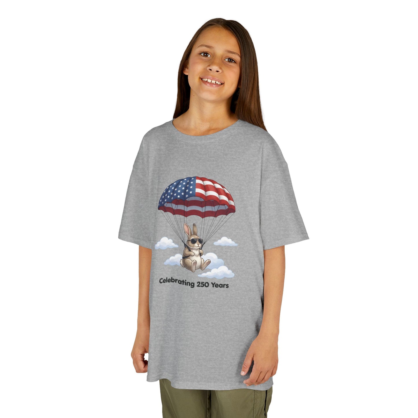 Kids Tee — Bunny with Parachute “Celebrating 250 Years”