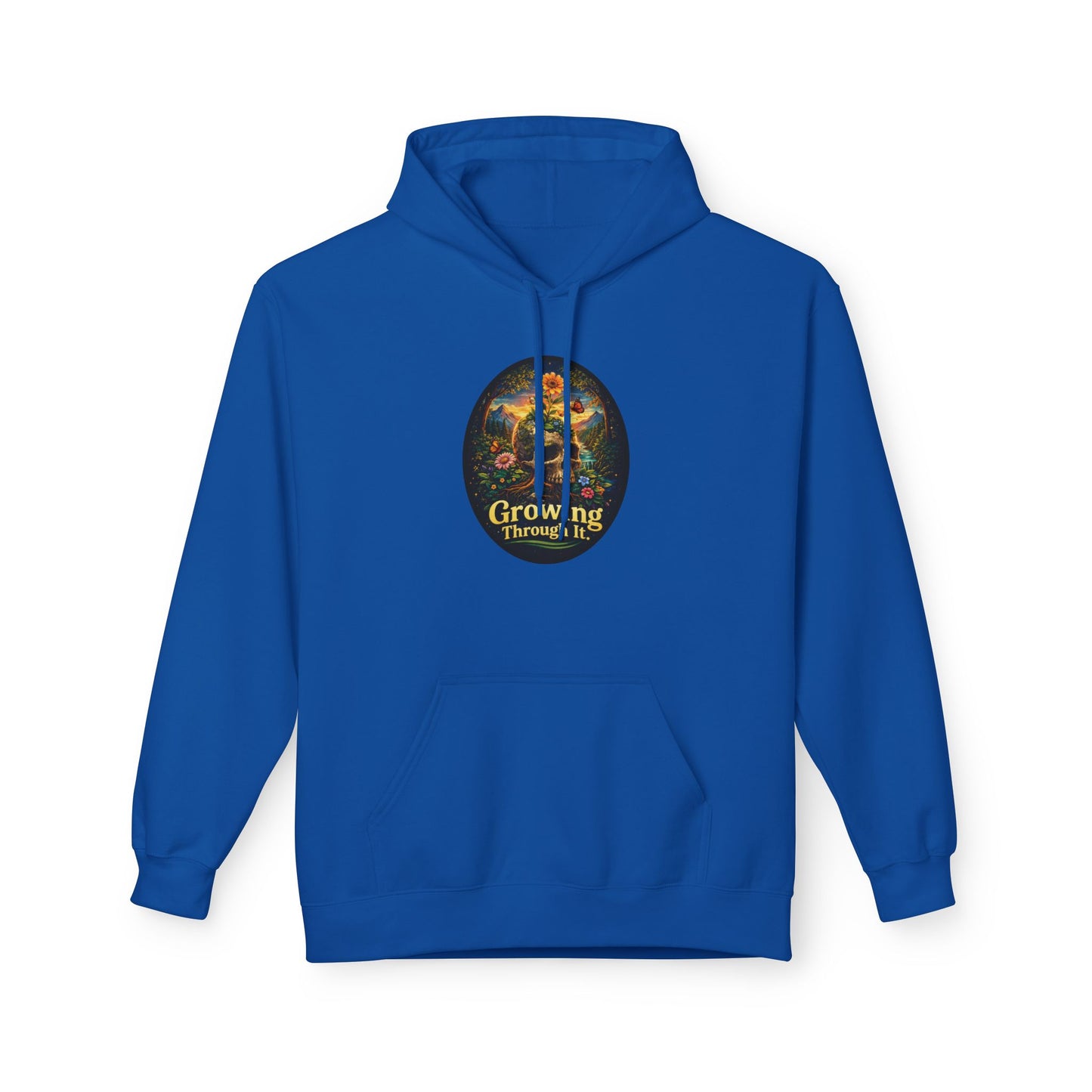 Growing Through It Hoodie – Earth Day Nature Skull Sweatshirt | Mental Growth & Healing Hoodie | Botanical Aesthetic Unisex Hoodie