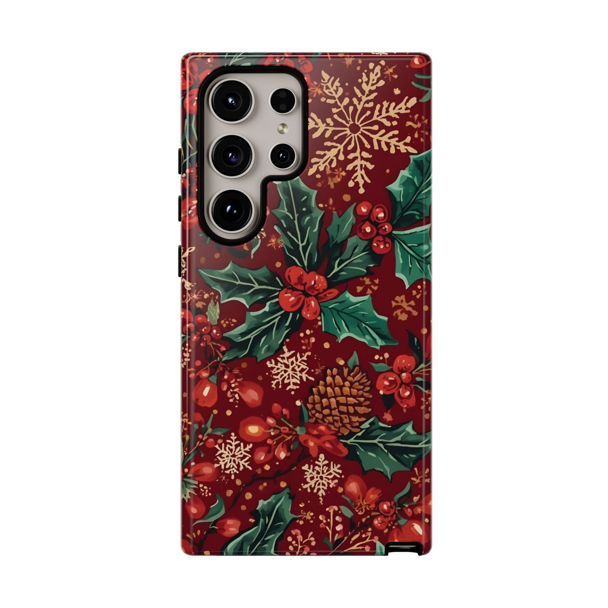Christmas Floral Phone Case, Dual Layer Case for Iphone & Samsung