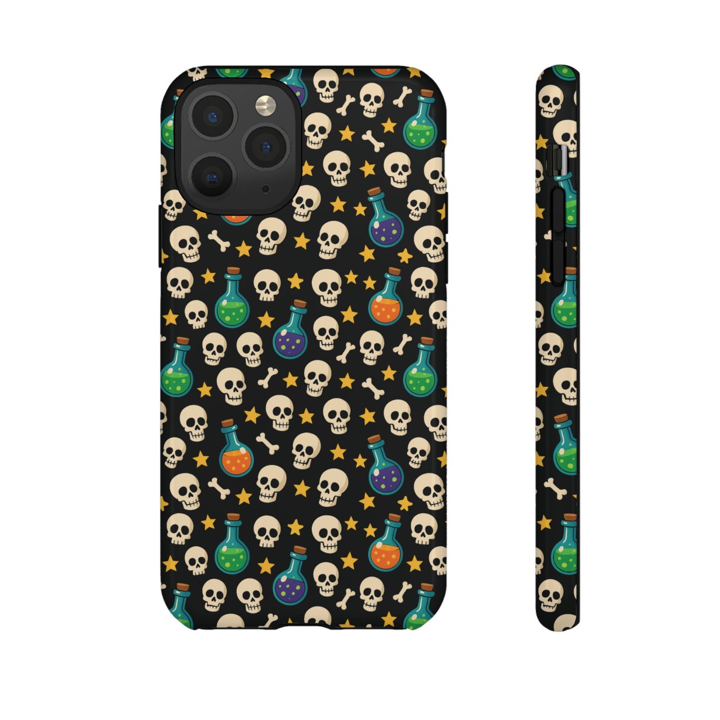Skull & Potion Phone Case, Trendy Cell Phone Cover, Halloween Gift, Gothic Phone Accessory, Spooky Style Case, Tough Cases